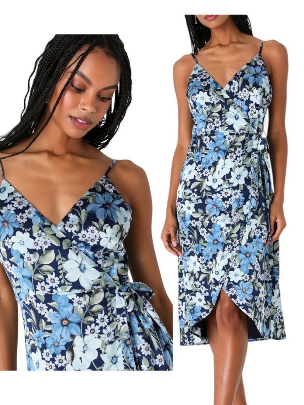 Lulus Womens Dress Size Medium Totally Romantic Quiet Luxury Floral Wrap Midi